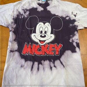 Vintage Mickey Mouse Tie-Dye Shirt - Black and Red